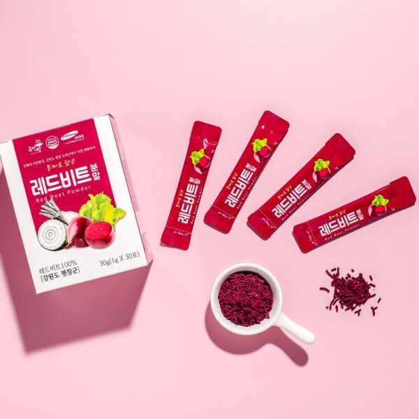 <b>유진팜 레드 비트분말 비트 가루 스틱 X 30개입 </b> [원산지:국산(강원도 평창군)]
